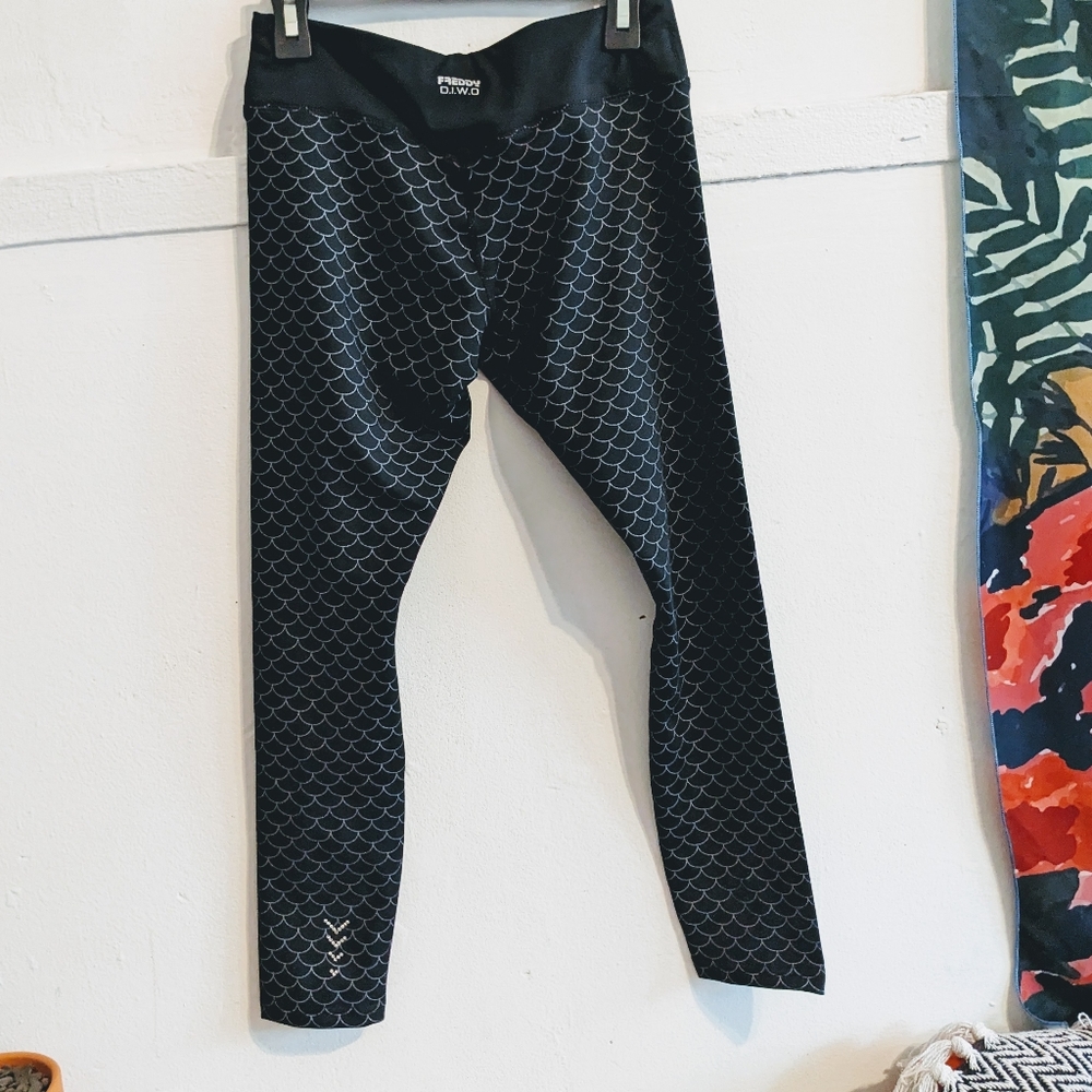 Freddy DIWO Superfit Leggings Mermaid Scales Diamond Black Yoga Workout XS